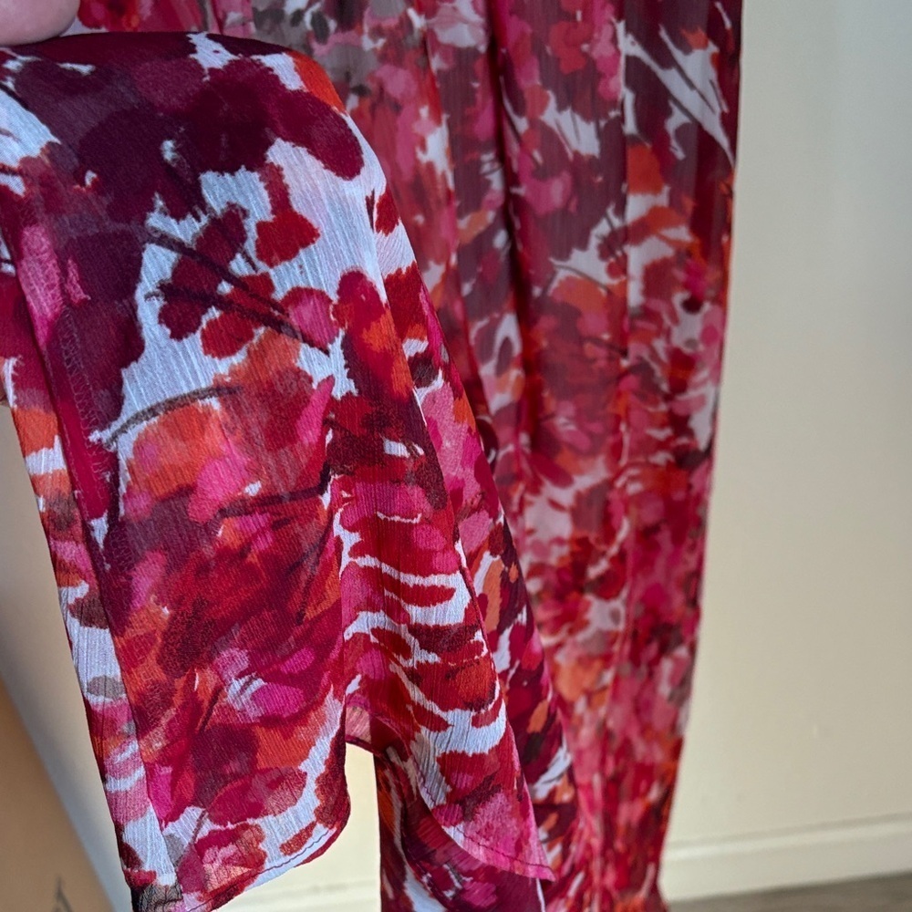 Maggy London Vibrant Red Floral Maxi Dress - Picture 4 of 5